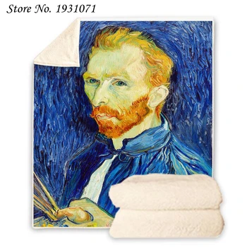 NAUJAS Van Gogh Aliejaus Tapybai 3D Atspausdintas Vilnos Antklodė, Lovos Storio Antklodė Mados Lovatiesė Sherpa Mesti Antklodę, Suaugusieji, Vaikai 14