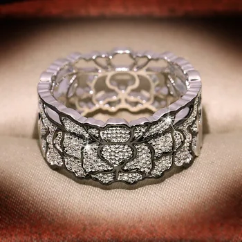 Naujos Mados, Papuošalai, Vestuviniai Žiedai Moterims Unikalus Dizainas Tuščiaviduriai Nėrinių Modelio Derliaus Royal Court Stiliaus Vestuvinis Žiedas