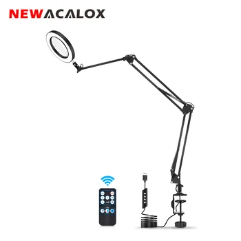 NEWACALOX 8W 5X/10X Didinamojo Stiklo Lempa Su LED 3-3 Režimai-Skyriuje, Lankstus Laikiklis Didelis Suvirinimo Remonto/Skaitymas/Darbas