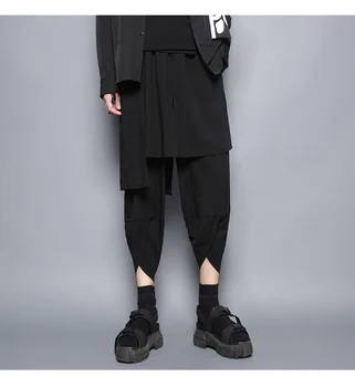 Nišą dizainas originalus tamsiai plauti Yamamoto trimatis siuvimo suklastotas, dviejų dalių sijonas, kelnės smailas devynių taškų kelnes neutralus