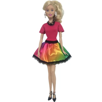 NK 5 VNT/ Set Lėlės Suknelė Gražus Maxiskit Stiliaus Rankų darbo Partijos Aprengti Atsitiktinis Suknelė Barbie Lėlės Geriausios Mergaičių'Gift 008D