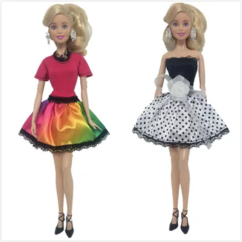 NK 5 VNT/ Set Lėlės Suknelė Gražus Maxiskit Stiliaus Rankų darbo Partijos Aprengti Atsitiktinis Suknelė Barbie Lėlės Geriausios Mergaičių'Gift 008D