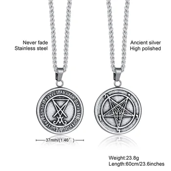 Nomine Dei Nostri Satanas Luciferi Excelsi Amuletas Slaptasis Luciferian Šėtono Pakabukas Karoliai Šėtonas su 24 colių
