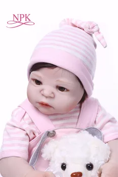 NPK 57CM Visas Silikono kūno bebe Kūdikių Lėlės Reborn Kūdikiams Tikroviška Mergina žaislų Kūno Vaikams Kalėdų ar Gimtadienio Dovana vonios žaislas