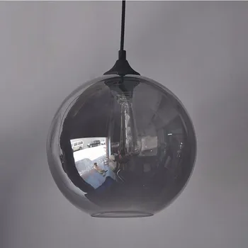 Pakabos režimą Kabo lempa stiklo kamuolys kabo žibintai lempa atspalvių Permatomas pilka juosvas stiklo gaubtai su lemputės