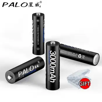 PALO 4pcs 1.2 V 3000mAh NI-MH AA tipo Įkraunamos Baterijos 2A 2a aa Įkraunamas Baterias su LCD Smart baterijos kroviklis AA, AAA