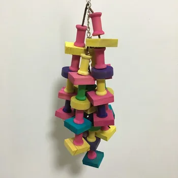 Papūga Blokai Žaislai Medienos Kopėčios Macaw Vaivorykštė Bite String Žaislai Kramtomoji Sūpynės Žaislas, Skirtas Mažos, Vidutinės Ir Didelės Papūgos