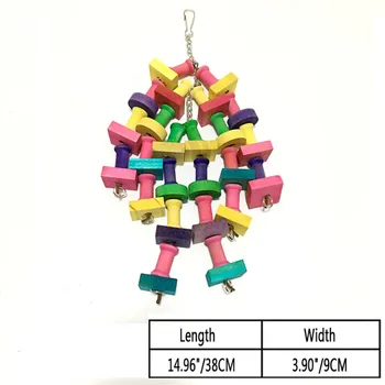 Papūga Blokai Žaislai Medienos Kopėčios Macaw Vaivorykštė Bite String Žaislai Kramtomoji Sūpynės Žaislas, Skirtas Mažos, Vidutinės Ir Didelės Papūgos