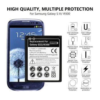 Patvarus, 3,7 V 2300mAh mobiliųjų Telefonų Įkrovimo Baterija (akumuliatorius Li-Ion Ličio Akumuliatorius, Pakeisti Samsung Galaxy S3 GT-i9300 I747