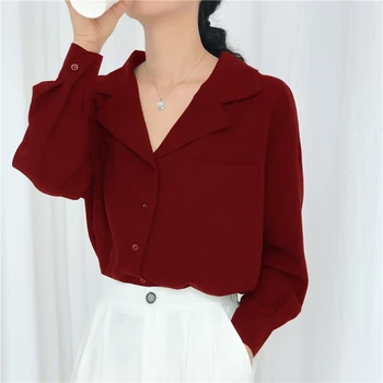 Pavasario/rudens moterų viršūnes ir palaidinės ponios viršūnes blusas mujer de moda 2021 blusa feminina šifono ilgomis rankovėmis OLIS marškinėliai 6076 50