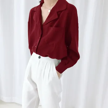 Pavasario/rudens moterų viršūnes ir palaidinės ponios viršūnes blusas mujer de moda 2021 blusa feminina šifono ilgomis rankovėmis OLIS marškinėliai 6076 50