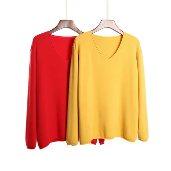 Pavasarį, rudenį, v-kaklo, negabaritinių prarasti plonas džemperis moterims megztiniai viršų atsitiktinis puloveriai) su ilgomis Rankovėmis didelis dydis moterų Kašmyro megztinis