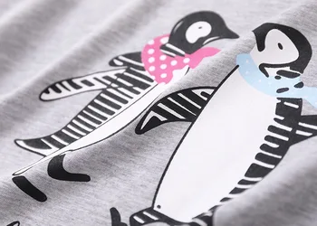 Pingvinai Animacinių filmų Spausdinimo Puikus Sleepwear Vasarą, O Kaklo Mielas Pižamos Vyriški trumpomis Rankovėmis Prarasti Pyjama Plius Dydis Homesuit T06203B