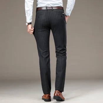 Plus Size 29-40 Vyrų Streetwear Medvilnės Oficialų Kelnės Vyrams Dryžuotas Vestuvių Kelnes Office Kelnės Vyrams Ruožas Jaunimo Kostiumas Kelnės