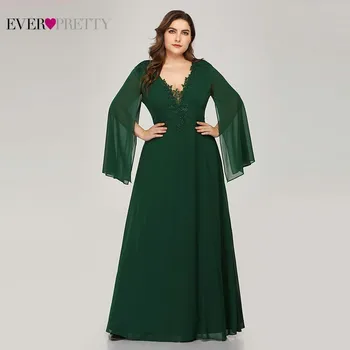 Plus Size Green Vakaro Suknelės Kada nors Gana EZ07948-Line V-Kaklo Appliques Elegantiškas Moteris Oficialią Suknelės Už Šalies Abendkleider