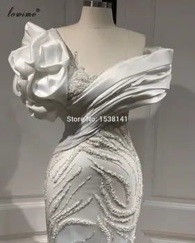 Plus Size Vintage White Garsenybių Suknelės Undinė Rankų Darbo Vakarinės Suknelės Seksualus Prom Dresses Moterų Vakarėlis Haute Couture