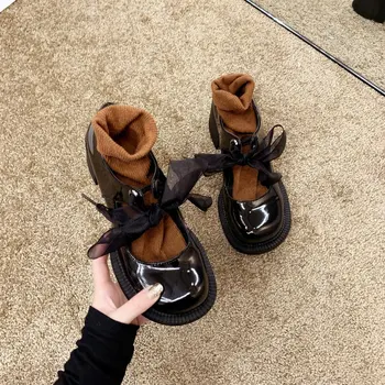 Ponios pavasarį, rudenį, butai aukštos kokybės Storo kulno batų Moterys mados Oxfords nėrinių siurbliai, aukšto kulno Mary Janes batai A64-31