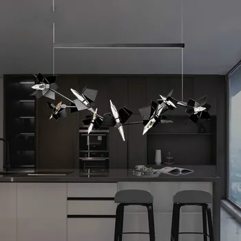 Post-modernios šviesos prabangus baras apdailos liustra Šiaurės minimalistinio namo kambarį valgomasis kristalų LED šviestuvo