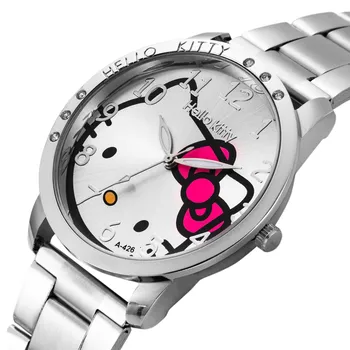 Prabangių Laikrodžių Mados Bangle Apyrankės Moterims Laikrodis Katė Nerūdijančio Plieno Animacinių filmų Kačiukas Lady Žiūrėti siųsti relojes mujer montre femme