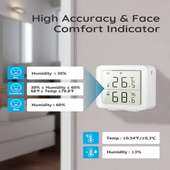 Protingo Namo WIFI Bevielio Temperatūros ir Drėgmės Jutiklis LCD Termometras APP Kontrolė Suderinama su Alexa 