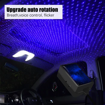 Puikiai USB Automobilinis Led Dekoratyvinis Atmosfera Lempos Stogo Star Naktį Šviesos Projektorius Reguliuojamas Automobilių Optikos Automobilių Interjero Šviesos