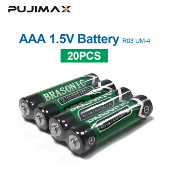 PUJIMAX Baterijos aaa 1,5 v LR6 AM3 R03 MN1500 Anglies cinko Sausas Baterija 20PCS Pirminės Baterijos klaviatūra, vaizdo kameros blykstė elektrinis skustuvas