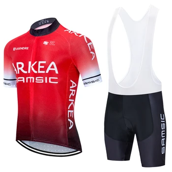 RAUDONA ARKEA dviračių Drabužių KOMANDA dviračių džersis Kelnės kostiumas Ropa Ciclismo mens vasarą PRO dviračių dėvėti Maillot 20D Dviračių Kelnės