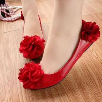 Raudona gėlė šalis, butai, batai moters rankų darbo saldus, gražus NQ263 ponios, mergaitės šalies vakarienė prom raudona butai, baleto šokių batų