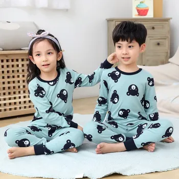 Rudenį Bamblys Kūdikių Berniukų Medvilnės Pižama Rinkiniai ilgomis Rankovėmis marškinėliai+Kelnės Kelnių Mergaičių Drabužių Sleepwear Pižamos Vaikams, Kūdikių Pijama