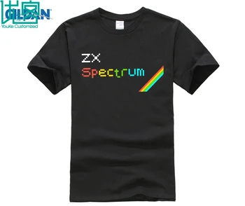 Sinclair ZX Spektro Šviesą Namų Kompiuteryje 8 Bitų Logotipas Geek, Vėpla Black T-Shirt Mans Unikalus Medvilnės, trumpomis Rankovėmis, O-Kaklo Marškinėliai