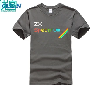 Sinclair ZX Spektro Šviesą Namų Kompiuteryje 8 Bitų Logotipas Geek, Vėpla Black T-Shirt Mans Unikalus Medvilnės, trumpomis Rankovėmis, O-Kaklo Marškinėliai