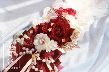 Spalvingas Pasakų Lolita Lankas Rožių Gėlių Pearl tabletes Plaukų Pin Pusėje Įrašą arbatėlė Bowknot Plunksnų Staigius Princesė Plaukų Aksesuarai