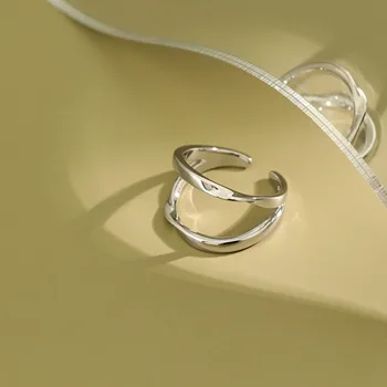 S'STEEL korėjos Žiedai, Sidabro Moterų Minimalistinio Susukti Dizaineris Atidarymo Žiedas Anillo De Plata De Ley 925 Mujer Papuošalai
