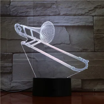 Stalas Šviesos Papuošti Trombonas 3D Lempos Naktį Šviesos Vaikai Pateikti Remote Touch Lamparas Miega Žibintuvėlis Lampa