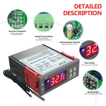 Stc-3000 12V Led Skaitmeninis Temperatūros Reguliatorius Termostatas Kontrolės Šildymo Aušinimo Jutiklis Drėgmės Matuoklis