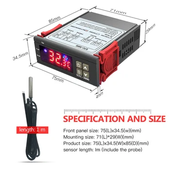 Stc-3000 12V Led Skaitmeninis Temperatūros Reguliatorius Termostatas Kontrolės Šildymo Aušinimo Jutiklis Drėgmės Matuoklis