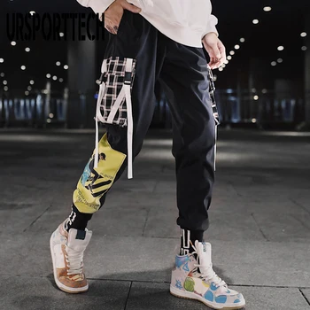 Streetwear Krovinių Kelnės Vyrams Print Multi-pocket Haremo Kelnės Hip-Hop Kelnės Sweatpants Hombre Vyras Atsitiktinis Mados Poilsiu Kelnės