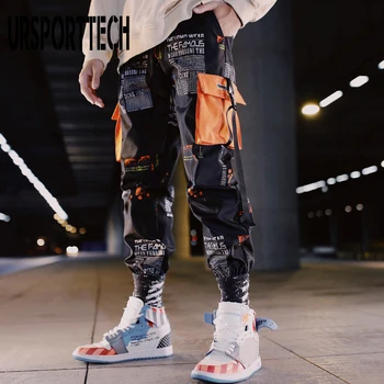 Streetwear Krovinių Kelnės Vyrams Print Multi-pocket Haremo Kelnės Hip-Hop Kelnės Sweatpants Hombre Vyras Atsitiktinis Mados Poilsiu Kelnės