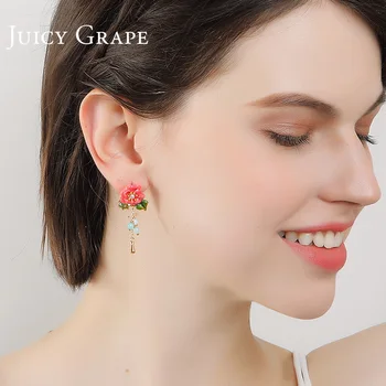 Sultingas Vynuogių 2019 nauja asmenybė, auskarai mažų šviežių gėlių stud moterų auskarai ilgi auskarai