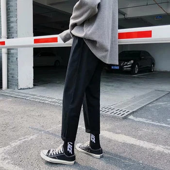 Sweatpants Vyrų korėjos Mados 5XL Aukšto Juosmens Pants Mens Kulkšnies ilgio Plius Dydžio Tiesių Streetwear Vyrai Karšto Parduoti Visus Rungtynės Chic