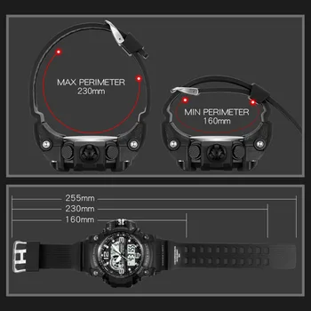 SYNOKE Mados G Stiliaus Vyrų Dvigubas Ekranas Žiūrėti Elektroninių Žiūrėti Sporto Šoko LED Watch Dviejų Laiko Kūrybos Mens Watch Laikrodis G50
