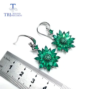 TBJ,žalia agato auskarai gamtos derinys brangakmenio gėlių dizainas 925 sterlingas sidabro prabanga fine jewelry vestuvių dovana moteriai