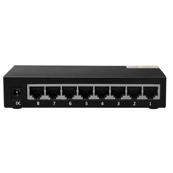 Tinklo Jungiklio, 10/100/ 1000Mbps 8 Port RJ45 HUB Gigabit Ethernet LAN Išplėtimo plokštė su Juodos spalvos Metaliniu korpusu ES MUMS Plug