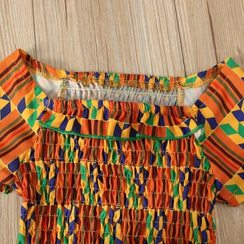 Tradicinis Naujųjų Atvykimo Nekilnojamojo 2019 Medvilnės Cerecloth Merginos Kostiumas Vasaros Afrikos Vaikams, T-shirt Spausdinimas+Ilgas Kelnes 2vnt Komplektas