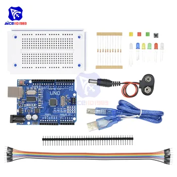 UNO R3 Starter Kit Mikrovaldiklis ATMEGA328P Breadboard Plėtros Valdybos Arduino