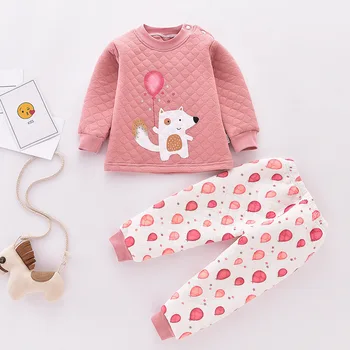 Vaikai Pižama Rinkiniai Šiltos Pižamos 2020 M. Žiemą, Rudenį Bamblys Berniukai Tirštėti Merginos Sleepwear Medvilnės Baby Šilumos Apatiniai Komplektai