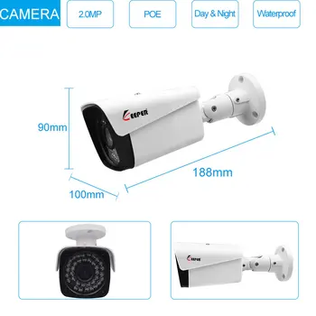 Valdytojas H. 265 4CH 1080P kamera su POE kit su 2MP, Lauko IP66 IP Kameros P2P Onvif Saugumo Priežiūros Rinkinys Motion Detect APP Peržiūrėti
