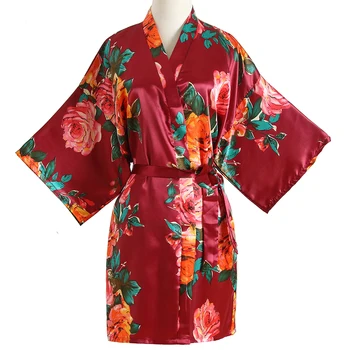 Vasaros Naują Spausdinimo Gėlių Kimono Geiša Spa Seksualus Chalatas Viskozė Minkštas Nuotaka Vestuvių Chalatai Atsitiktinis Intymi Namų Drabužių Sleepwear