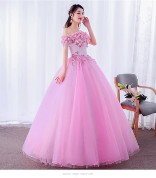 Vestidos Quinceanera Suknelės 2020 Naujas Gryffon Saldus Valtis Kaklo Kamuolys Suknelė Elegantiškas Gėlių Spausdinti Šalis Prom Oficialų Suknelė Tinkinti