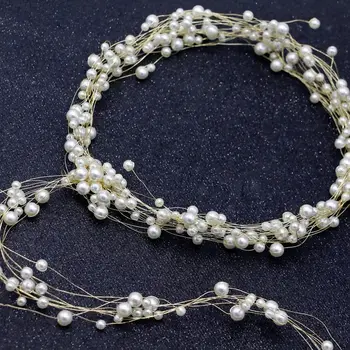 Vestuvių nuotaka plaukų ornanments perlų vainikas varinės vielos ilgiau bridesmaid suknelę priedai tiara karūnos plaukų segtukai H009